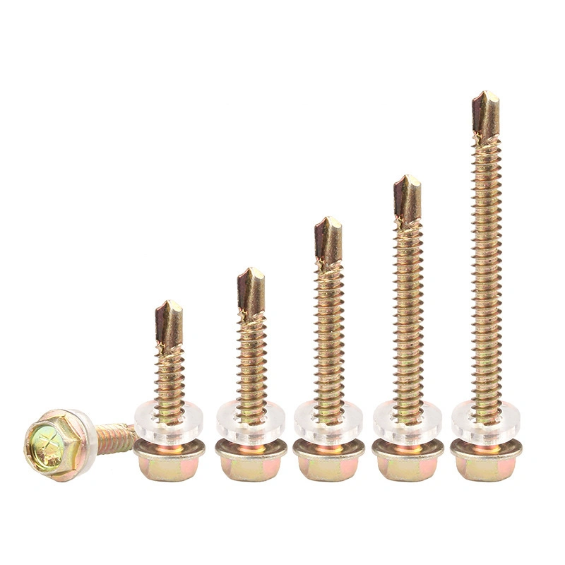 Yellow Zinc-Plated Hex Flange Head Self-Drilling Screws for Steel Sheet
