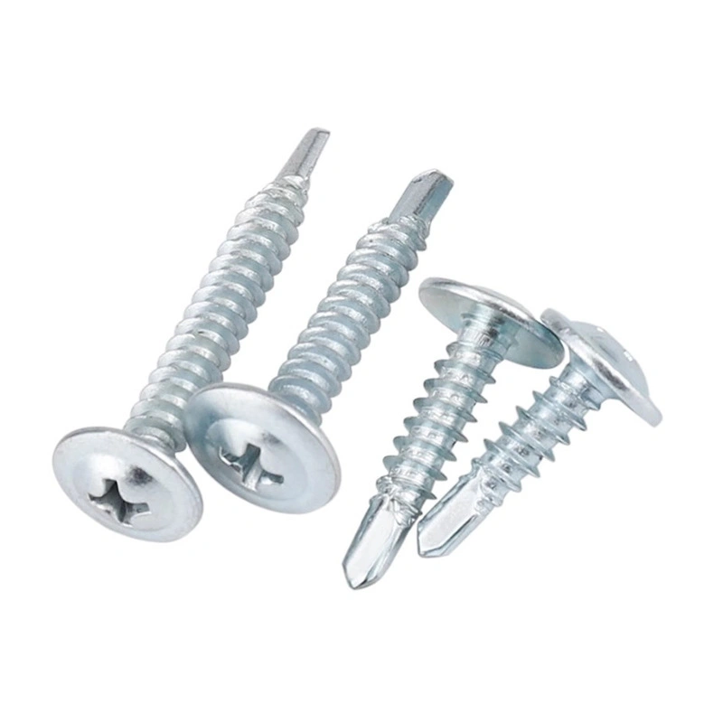 Zinc-Plated Iron Phillips Large Flat Head Self-Drilling Screws, M4.2 / M4.8