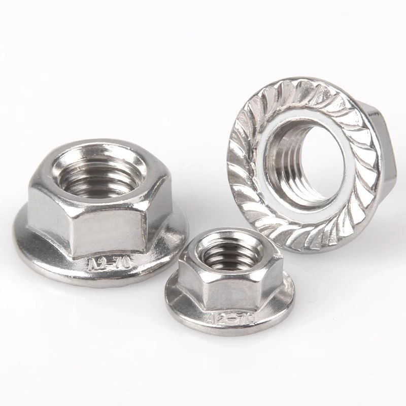304 Stainless Steel Serrated Hex Flange Nuts, M4 / M5 / M6 / M8 / M10 / M12 / M14 / M16