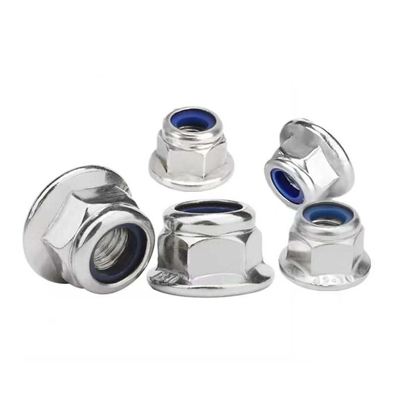 DIN6926 304 Stainless Steel Non-Serrated Hex Flange Nylon-Insert Lock Nuts
