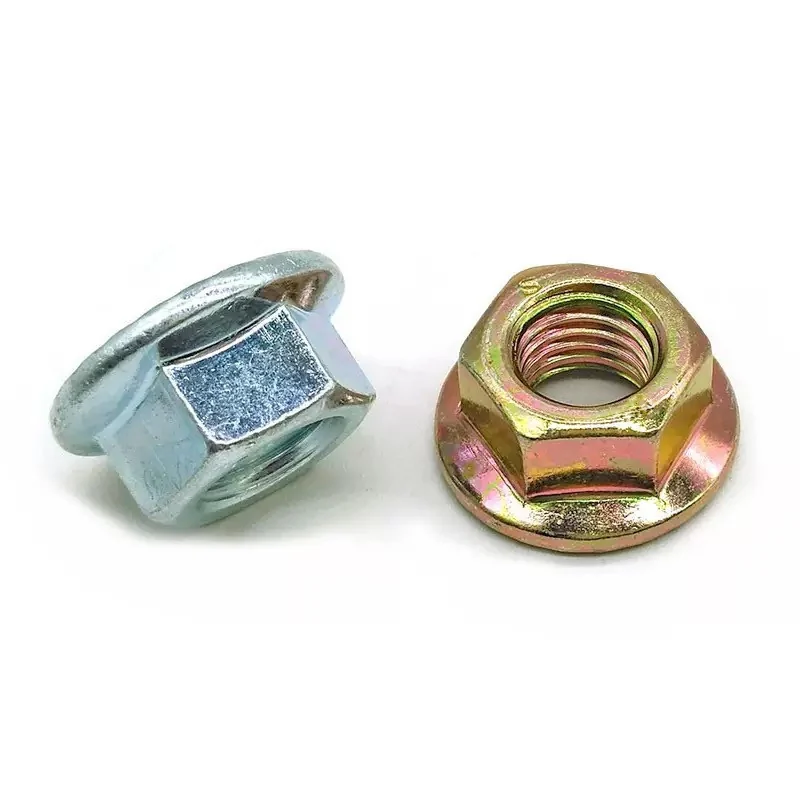 Flange Nuts Hex Anti-Slip Zinc-Plated Yellow Zinc-Plated With Washer M3-M24