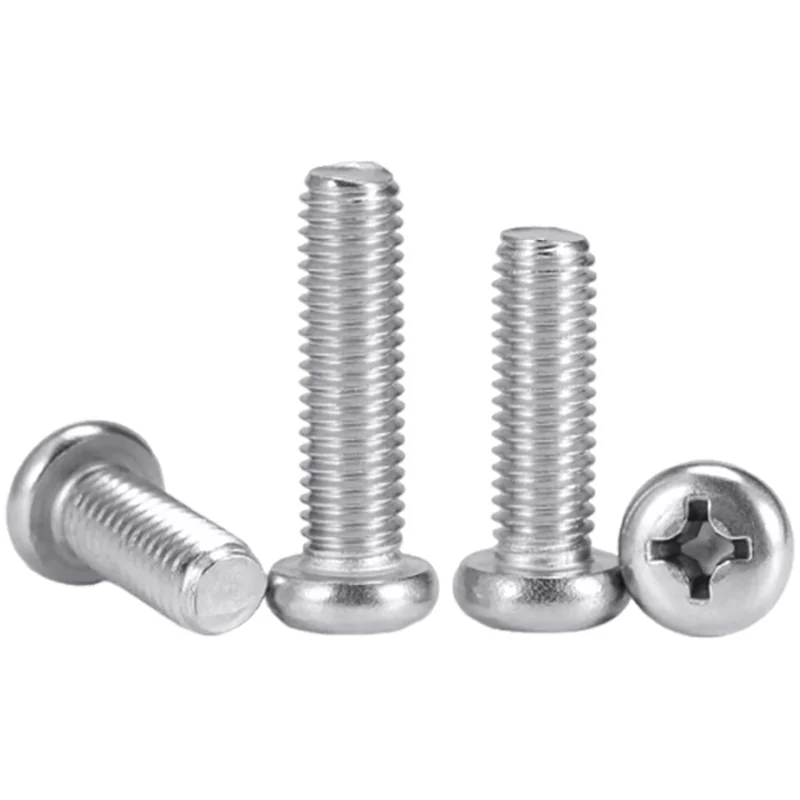304 Stainless Steel Machine-Thread Cross-Recessed Pan Head Screws GB818 PM M2M3M4M5M6M8M10