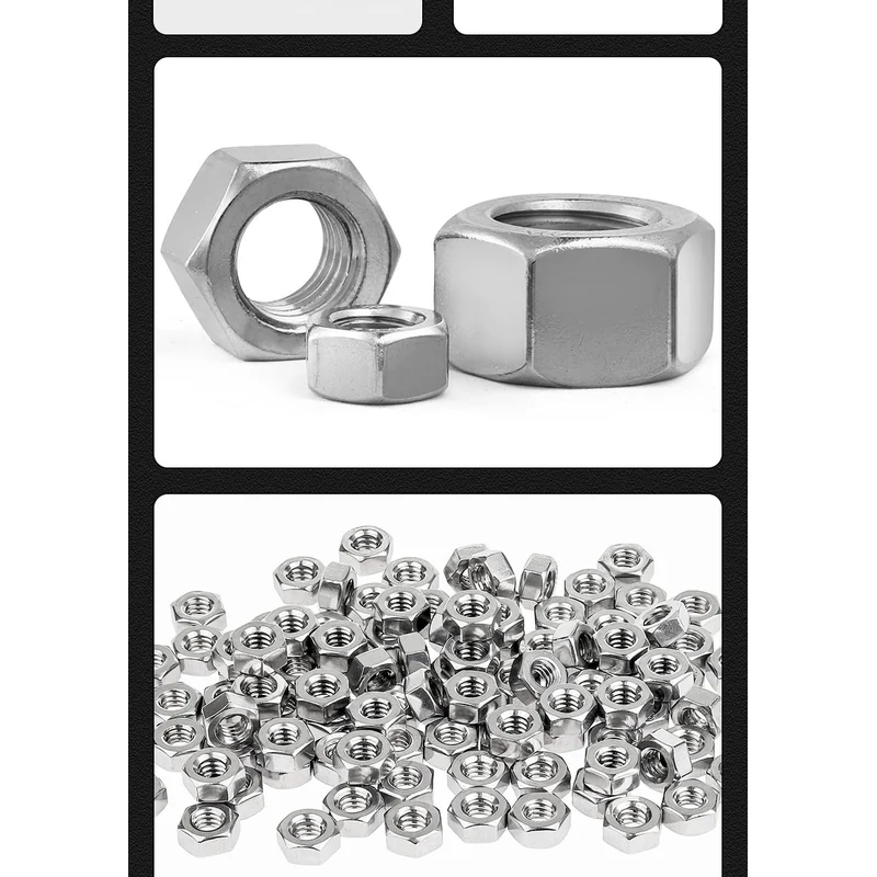Hex Nuts Carbon Steel Zinc-Plated Nickel Nuts Hex Head Bolts Cap Stainless Steel Nuts M2M2.5M3M4M5M6