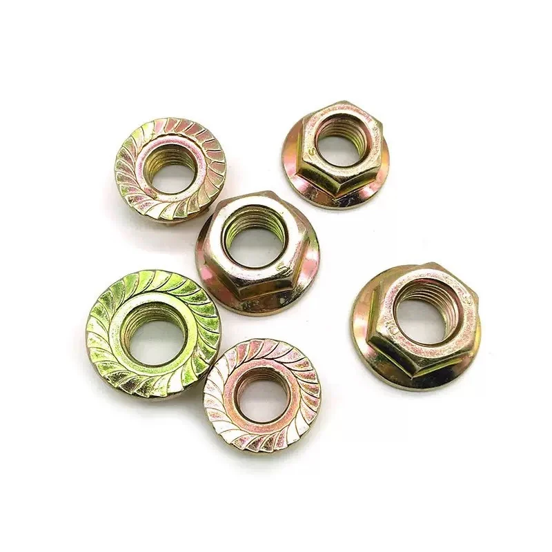 Flange Nuts Hex Anti-Slip Zinc-Plated Yellow Zinc-Plated With Washer M3-M24
