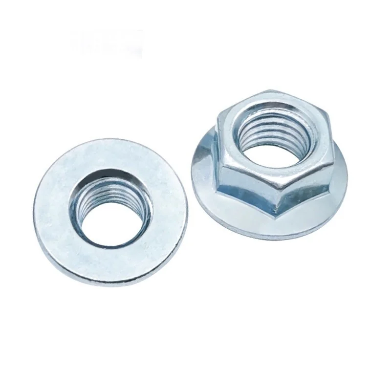 DIN6923 Zinc-Plated Flat Bottom Hex Flange Nuts Face Nuts M5M6M8M10M12 With Washer Light Pan Nuts GB6177
